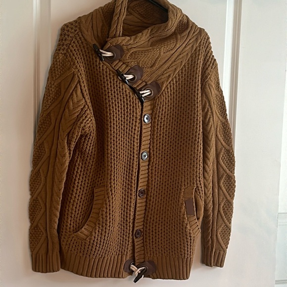 Source Unknown Other - Cardigan Button Up Shaw Neck Brown Sweater Men’s sz L